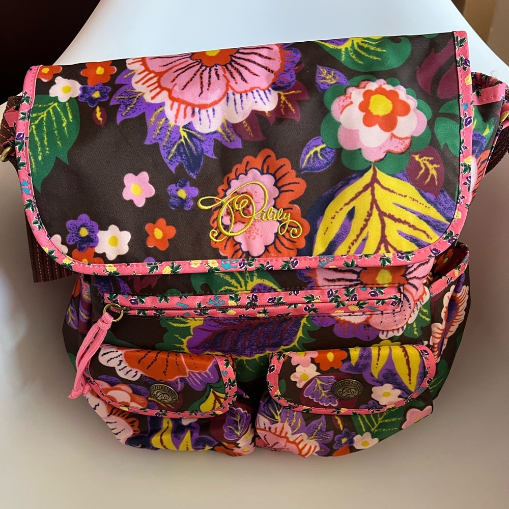 Oilily brown floral messenger bag